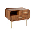 Mid-Century Modern Wooden Nightstand with Gold Accents