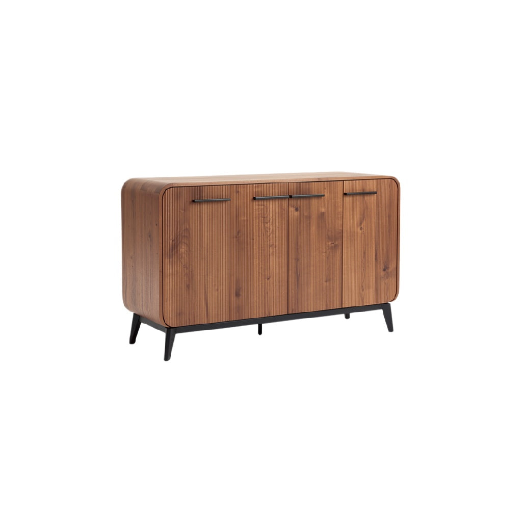 Modern Wooden Sideboard with Sleek Black Handles and Minimalist Design